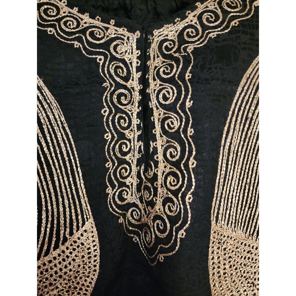 VTG Indian Pakistani African Bollywood Sherwani Caftan Kaftan dashki black gold - Picture 4 of 8